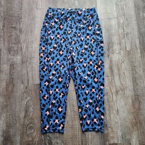 Blue Leopard Print Crop Leggings